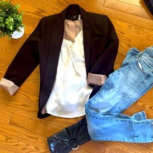 H&M Black Blazer with Pink Lining